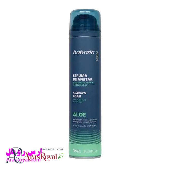 فوم اصلاح صورت باباریا babaria حاوی عصاره آلوئه ورا حجم 300 میل
