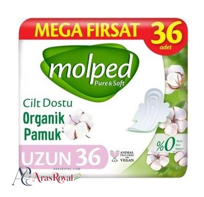 نوار بهداشتی مولپد molped مدل Pure and soft بسته 36 عددی سایز بلند