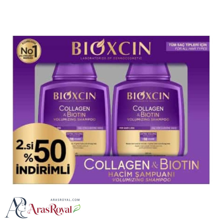 پک 2 عددی شامپو بیوکسین BIOXCIN حاوی کلاژن و بیوتین حجم 300 میل
