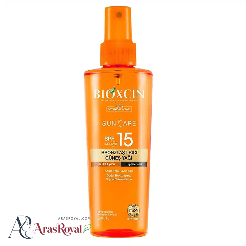 روغن ضد آفتاب و برنزه کننده بیوکسین BIOXCIN SPF15 حجم 200 میل