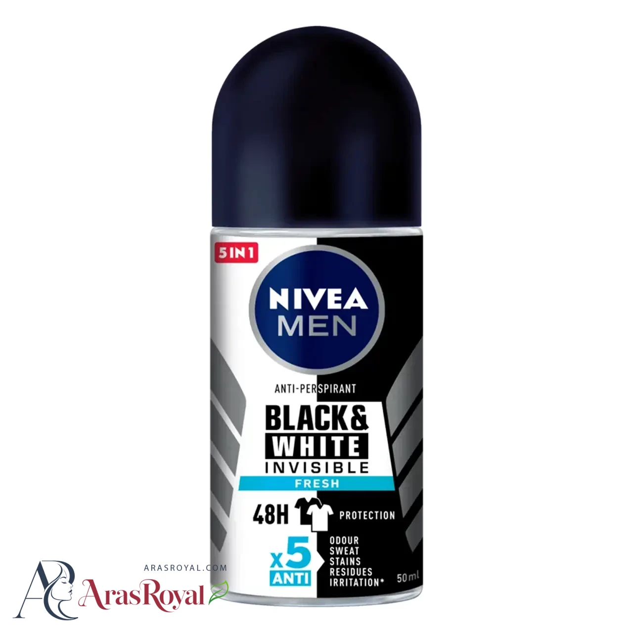 مام رولی مردانه نیوا Nivea مدل Black & White Invisible Fresh حجم 50 میل