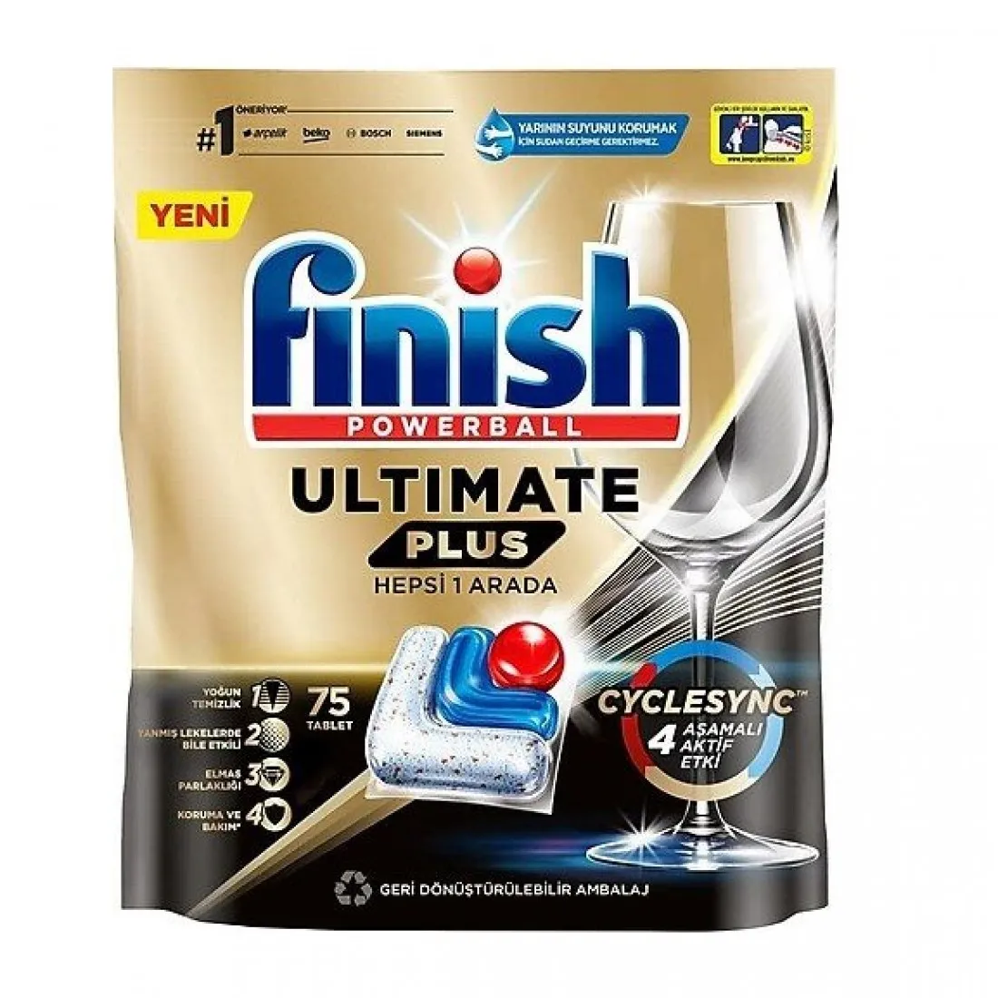 قرص ماشین ظرفشویی فینیش Finish مدل Quantom Ultimate Plus بسته 75 عددی