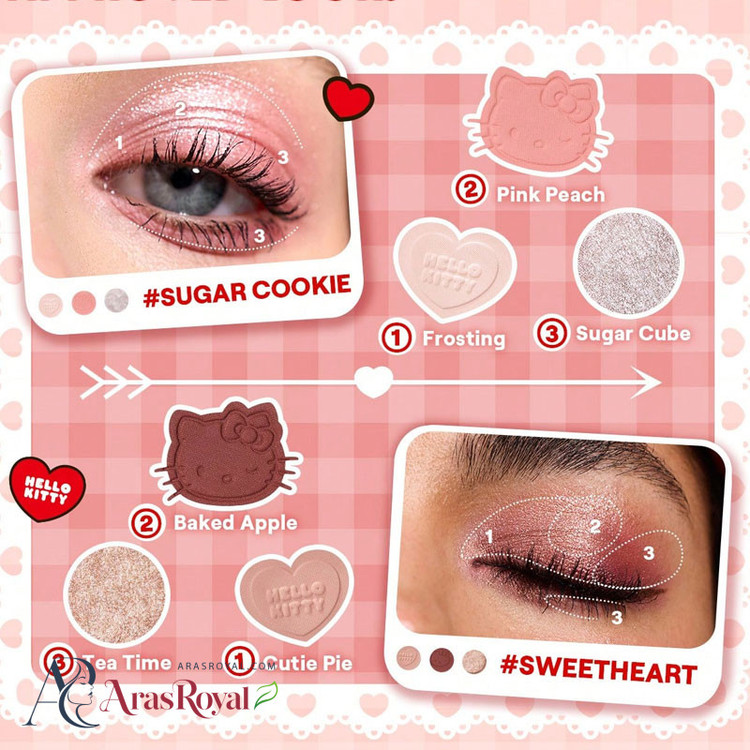 سایه 3 طبقه شیگلم Sheglam مدل Hello Kitty رنگ Sugar Cookie وزن 4.3 گرم