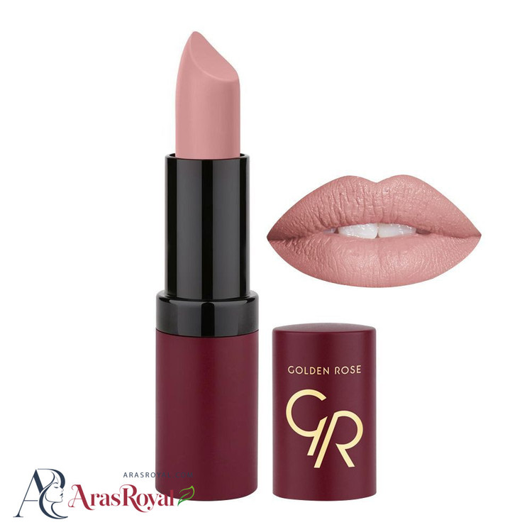 رژ لب جامد مات و مخملی گلدن رز Golden Rose مدل GR Velvet Matte Lipstick شماره 3