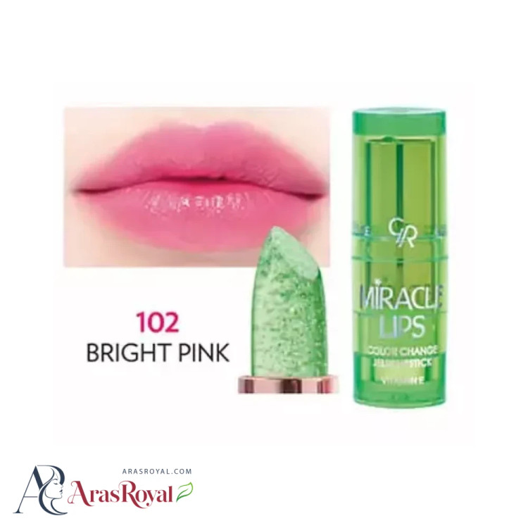 رژ لب حرارتی ژله ای گلدن رز Golden Rose مدل Miracle Lips شماره 02 رنگ Bright Pink