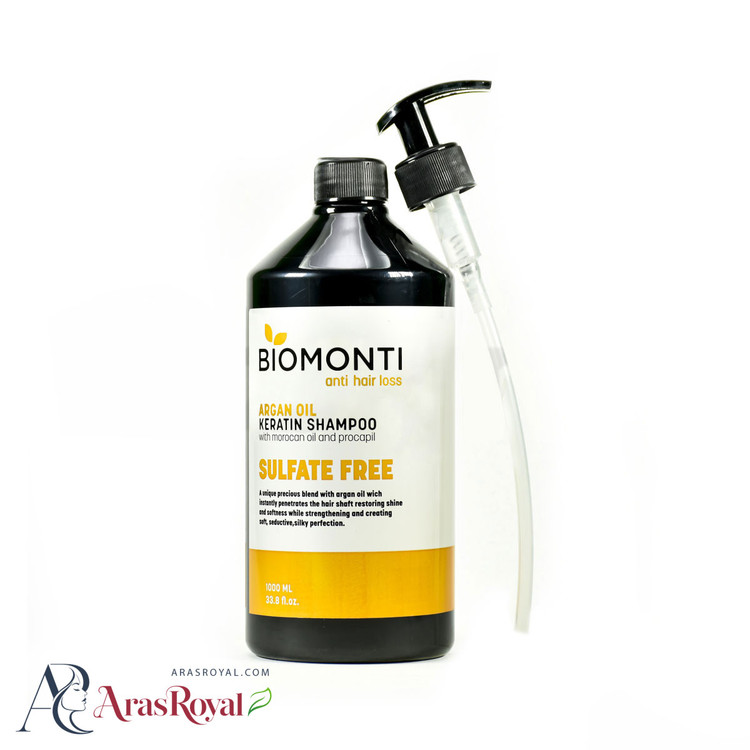 شامپو سر بدون سولفات بیومونتی (بیومنتی) Biomonti حاوی آرگان و کراتین حجم 1000 میل