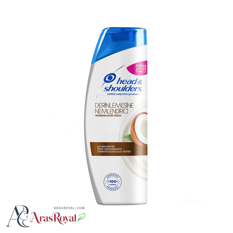 شامپو هد اند شولدرز آبرسان مو head & shoulders حاوی نارگیل و ضد شوره مناسب مو های خشک