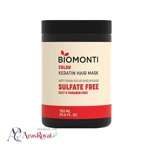ماسک موی بیومونتی کراتینه و بدون سولفات مخصوص مو های رنگ شده حجم 750 میل BIOMONTI COLOR