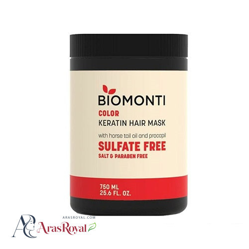 ماسک موی بیومونتی کراتینه و بدون سولفات مخصوص مو های رنگ شده حجم 750 میل BIOMONTI COLOR