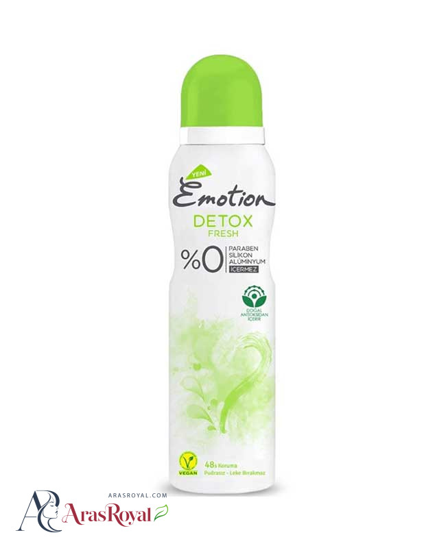 اسپری دئودورانت زنانه ایموشن سبز Emotion مدل Detox Fresh حجم 150 میل