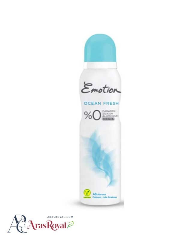 اسپری دئودورانت زنانه ایموشن آبی Emotion مدل Ocean Fresh حجم 150 میل