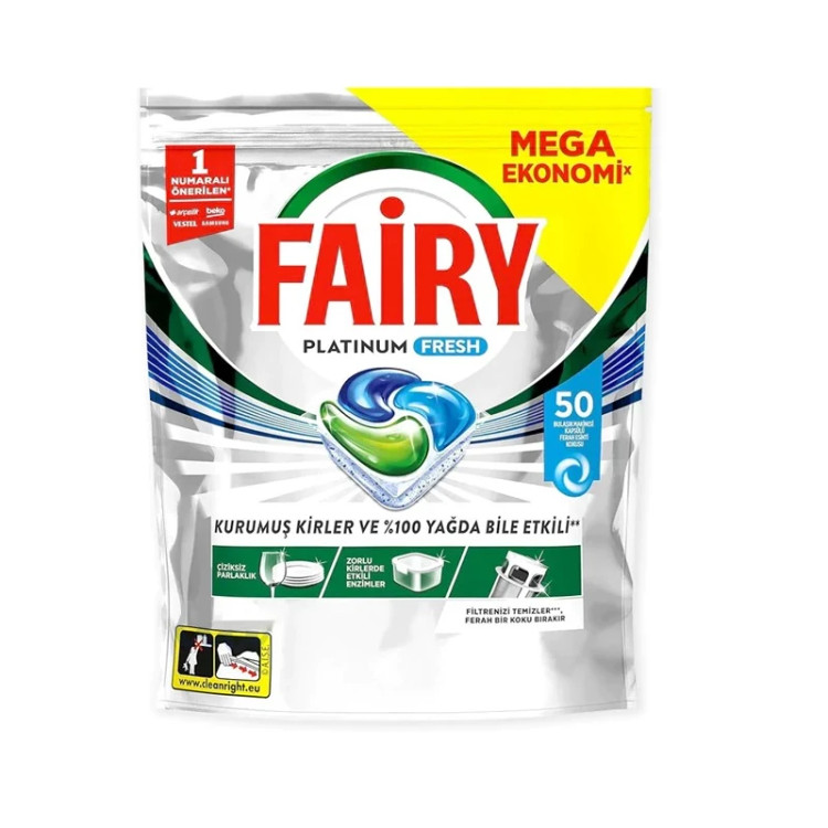 قرص ماشین ظرفشویی فیری مدل Platinum Fresh تعداد 50 عددی اورجینال