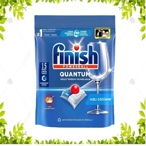 قرص ماشین ظرفشویی فینیش مدل Quantum تعداد 15 عددی اورجینال Finish Powerball Quantum