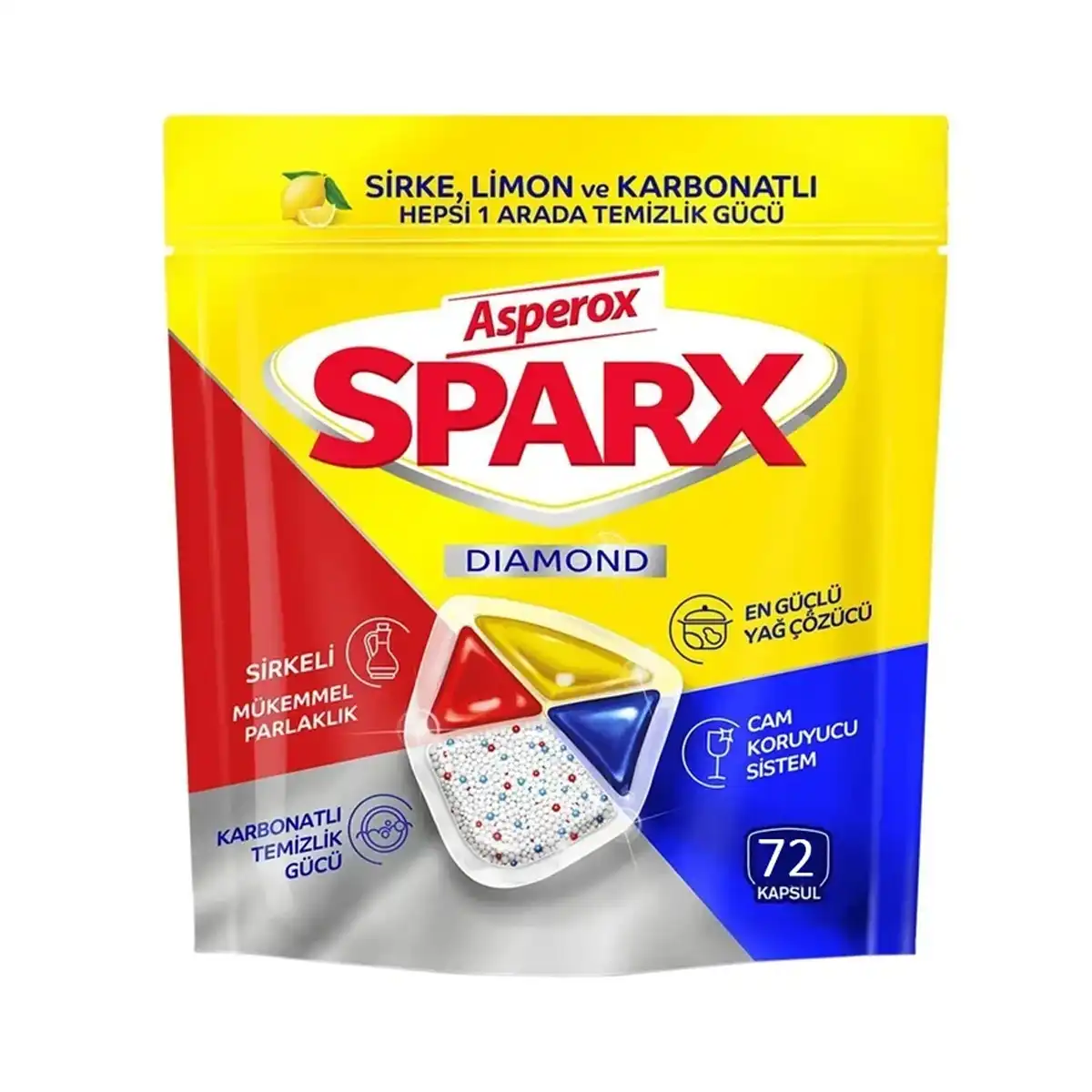 قرص ماشین ظرفشویی آسپروکس مدل Sparx Diamond / اسپارکس دایمند بسته 72 عددی