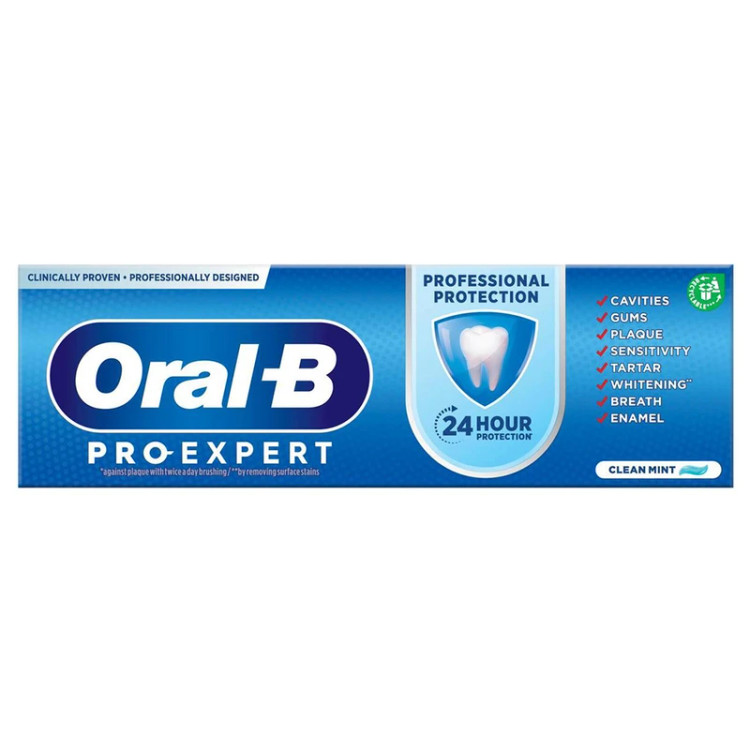 خمیر دندان حرفهای اورال بی Pro-Expert Professional Protection حجم 75 میلیلیتر اورجینال | محافظت 24 ساعته از 8 ناحیه ده