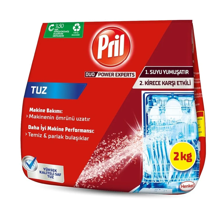 نمک ماشین ظرفشویی پریل Pril حجم 2 کیلوگرم اورجینال نرمکننده آب، ضد رسوب و افزایش عملکرد ماشین ظرفشویی