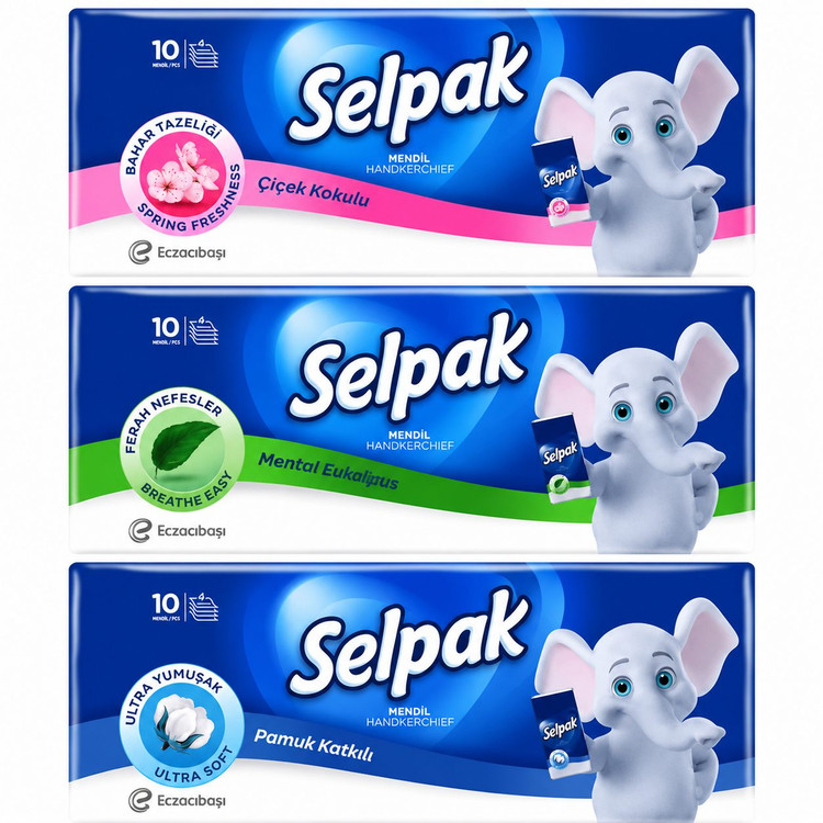 دستمال کاغذی جیبی سلپک 10 عددی معطر اورجینال Selpak Pocket Tissue 10 Sheets نرم و مناسب استفاده روزمره