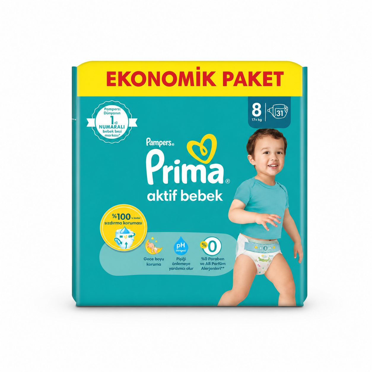 پوشک پریما پمپرز ترک سایز 8 بسته 31 عددی