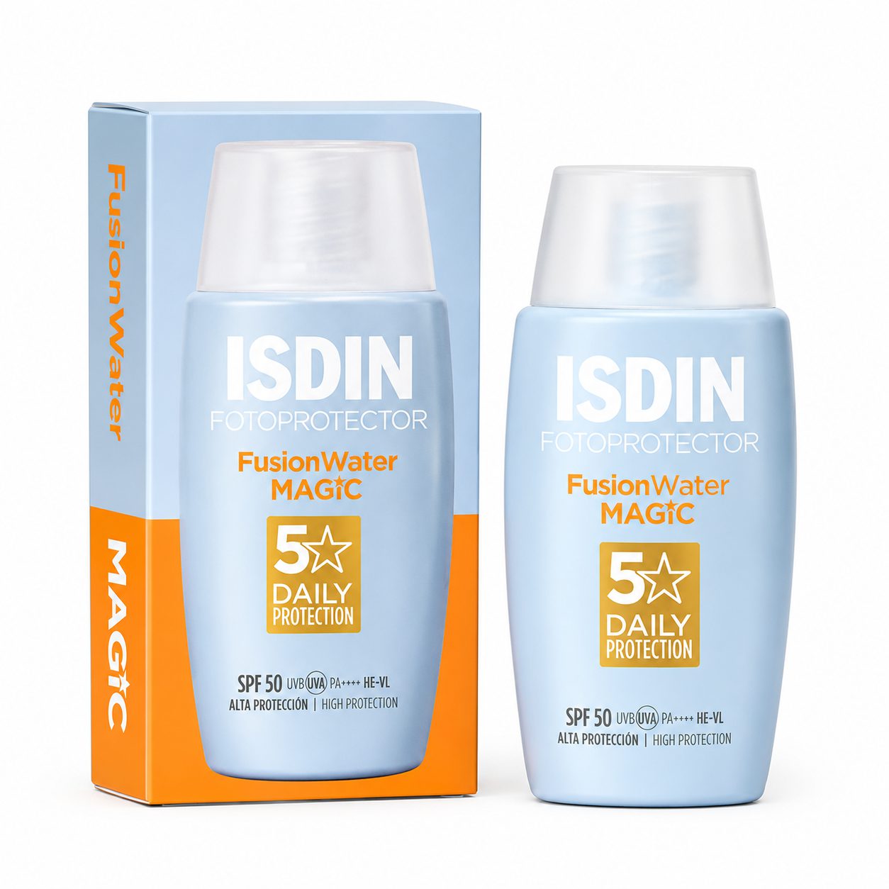 ضد آفتاب فلوئیدی بیرنگ ایزدین SPF50 مدل Fusion Water Magic حجم 50 میل اصل آبرسان، فاقد چربی و مناسب انواع پوست