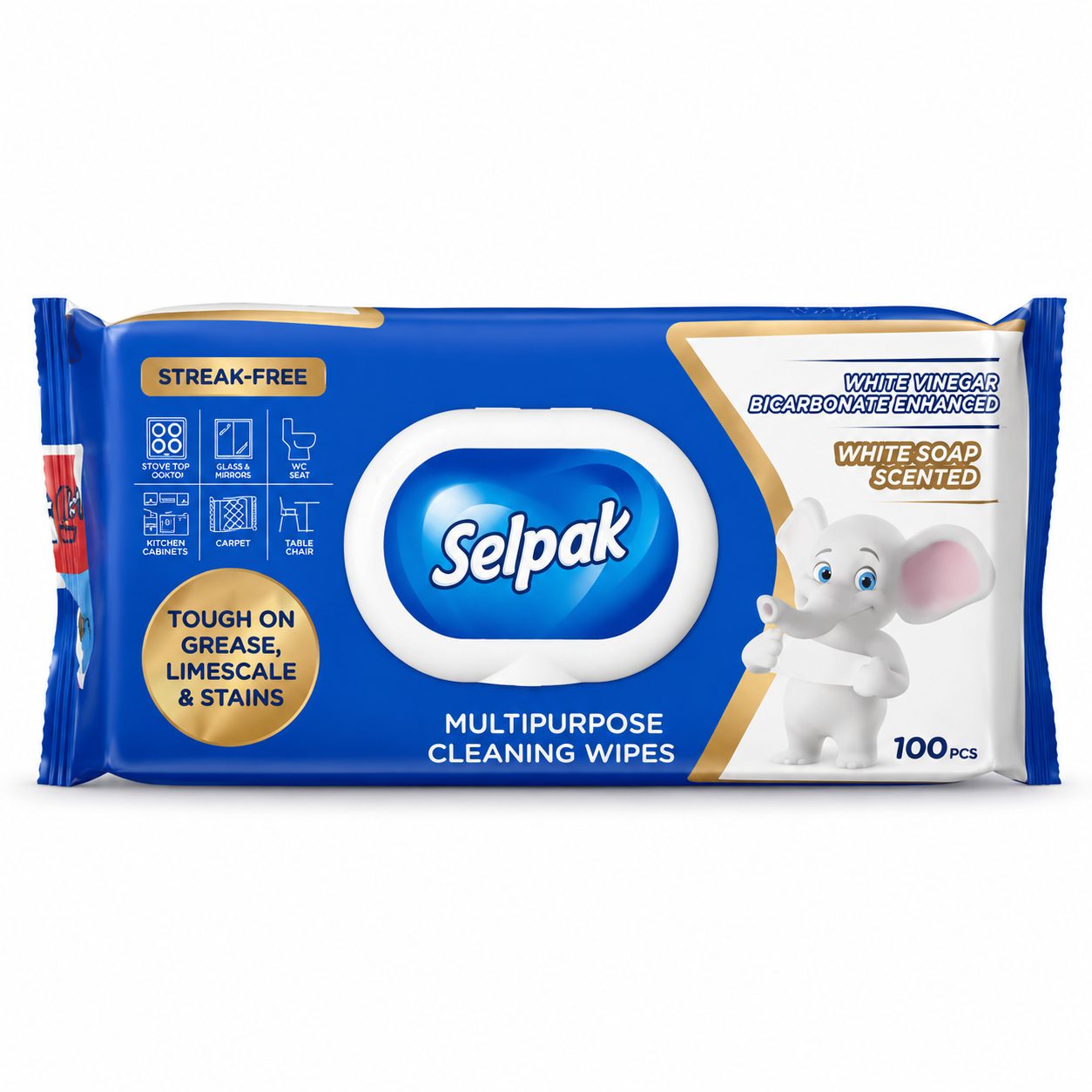 دستمال مرطوب چندمنظوره سطوح سلپک رایحه صابون سفید 100 عددی Selpak Multipurpose Cleaning Wipes واردات قانونی ارسال از منط