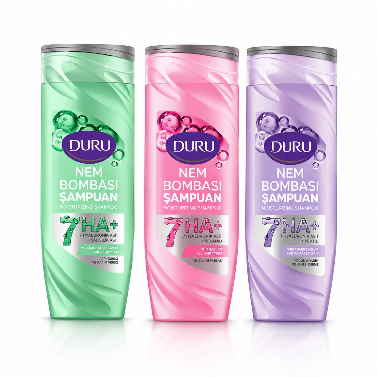 شامپو آبرسان مو دورو مدل Nem Bombası 7HA+ حجم 400 میل اورجینال Duru Moisturizing Shampoo واردات قانونی ارسال از منطقه آز