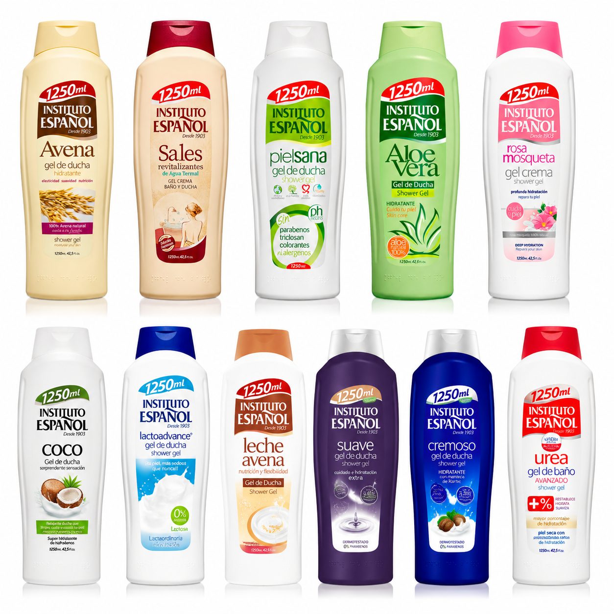 شامپو بدن اینستیتوتو اسپانول - رایحههای متنوع مراقبت پوست Instituto Español Shower Gel 1250ml