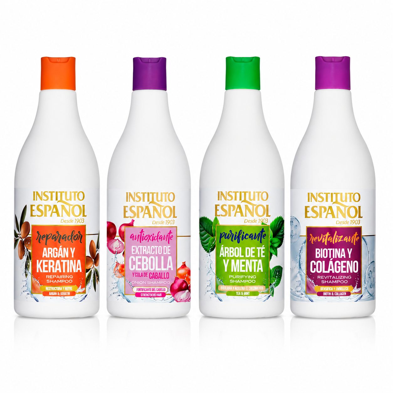 شامپو تقویت و مراقبت مو اینستیتوتو اسپانول - آرگان، بیوتین، پیاز و درخت چای Instituto Español Hair Shampoo - Argan, Biot