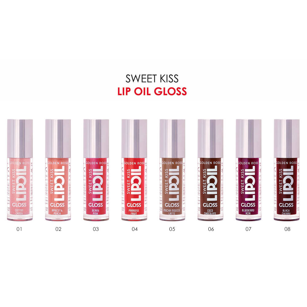 روغن لب و برق لب گلدن رز مدل لیپ اویل سویت کیس انتخابی از 8 رنگ جذاب Golden Rose Sweet Kiss Lip Oil Gloss -