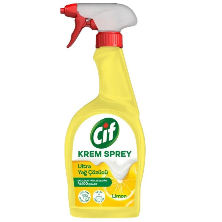 اسپری کرم چربیزدا و لکهبر سطوح لیمویی اولترا سیف Cif Ultra Cream Spray Grease Cleaner Lemon سیف 1000ml