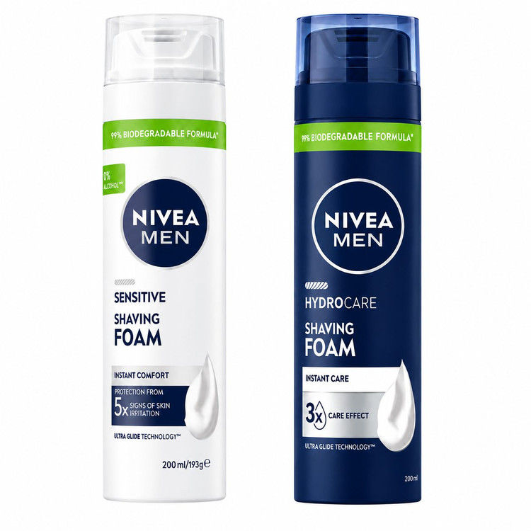فوم اصلاح صورت مردانه نیوآ من مدلهای Sensitive و Hydrocare NIVEA Men Shaving Foam Sensitive Hydrocare 200ml