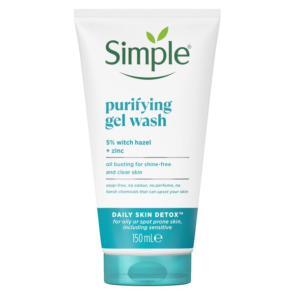 ژل شستشوی صورت پاککننده و تصفیهکننده سیمپل Simple Purifying Gel Wash 5% Witch Hazel + Zinc سیمپل 150ml