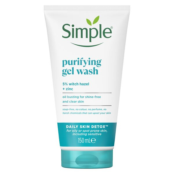 ژل شستشوی صورت پاککننده و تصفیهکننده سیمپل Simple Purifying Gel Wash 5% Witch Hazel + Zinc سیمپل 150ml