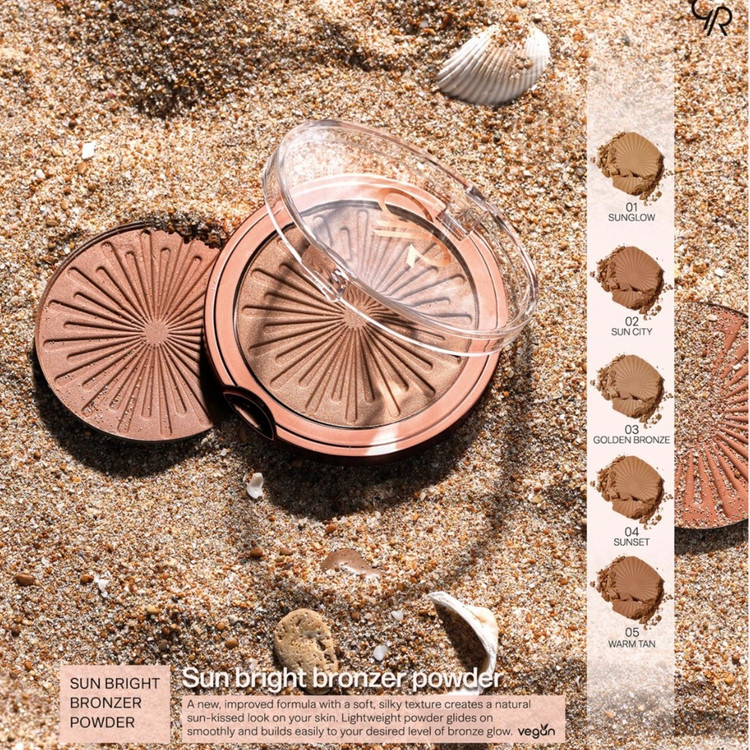 برنزر پودری سان برایت گلدن رز 12.5 گرم انتخاب از 5 رنگ Golden Rose Sun Bright Bronzer Powder 12.5g