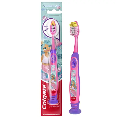 مسواک کودک کلگیت مدل پری دریایی مناسب 5 سال به بالا اورجینال برس نرم با طراحی فانتزی Mermaid برای دندانهای کودکان