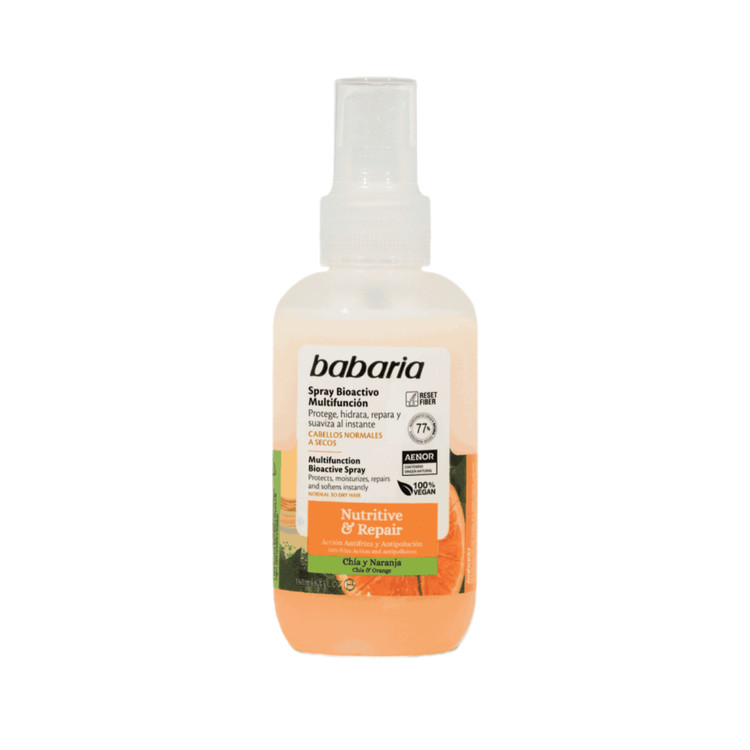 اسپری دو فاز مغذی و ترمیم کننده مو باباریا Babaria Nutritive & Repair Bi Active Spray باباریا حجم 150 میل اورجینال