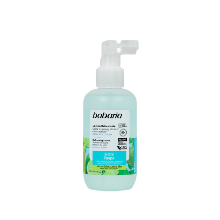 لوسیون ضد شوره فوری پوست سر باباریا Babaria Refreshing Scalp Lotion SOS Caps باباریا حجم 150 میل اورجینال