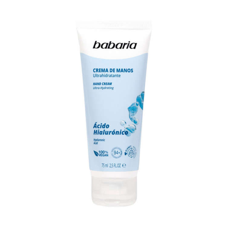 کرم دست آبرسان باباریا با هیالورونیک اسید Babaria Hyaluronic Acid Hand Cream باباریا حجم 75 میل اورجینال