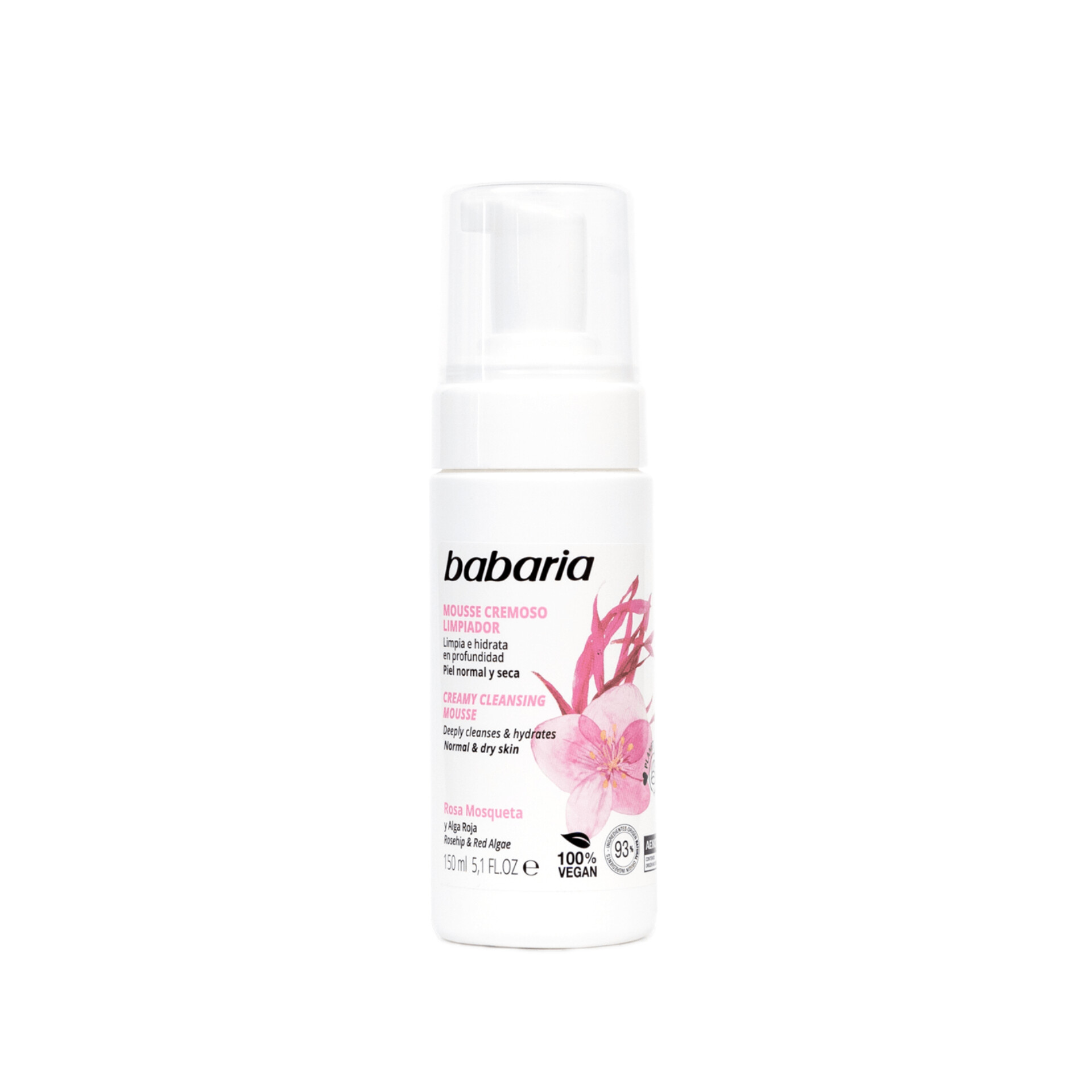 موس کرمی پاک کننده صورت باباریا با رز هیپ و جلبک قرمز Babaria Creamy Cleansing Mousse Rosehip &amp; Red Algae باباریا حج