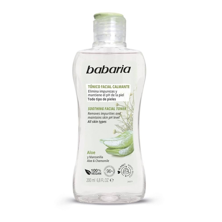 تونر آرامش بخش صورت باباریا با آلوئه ورا و بابونه Babaria Soothing Facial Toner Aloe Vera & Chamomile باباریا حجم 20