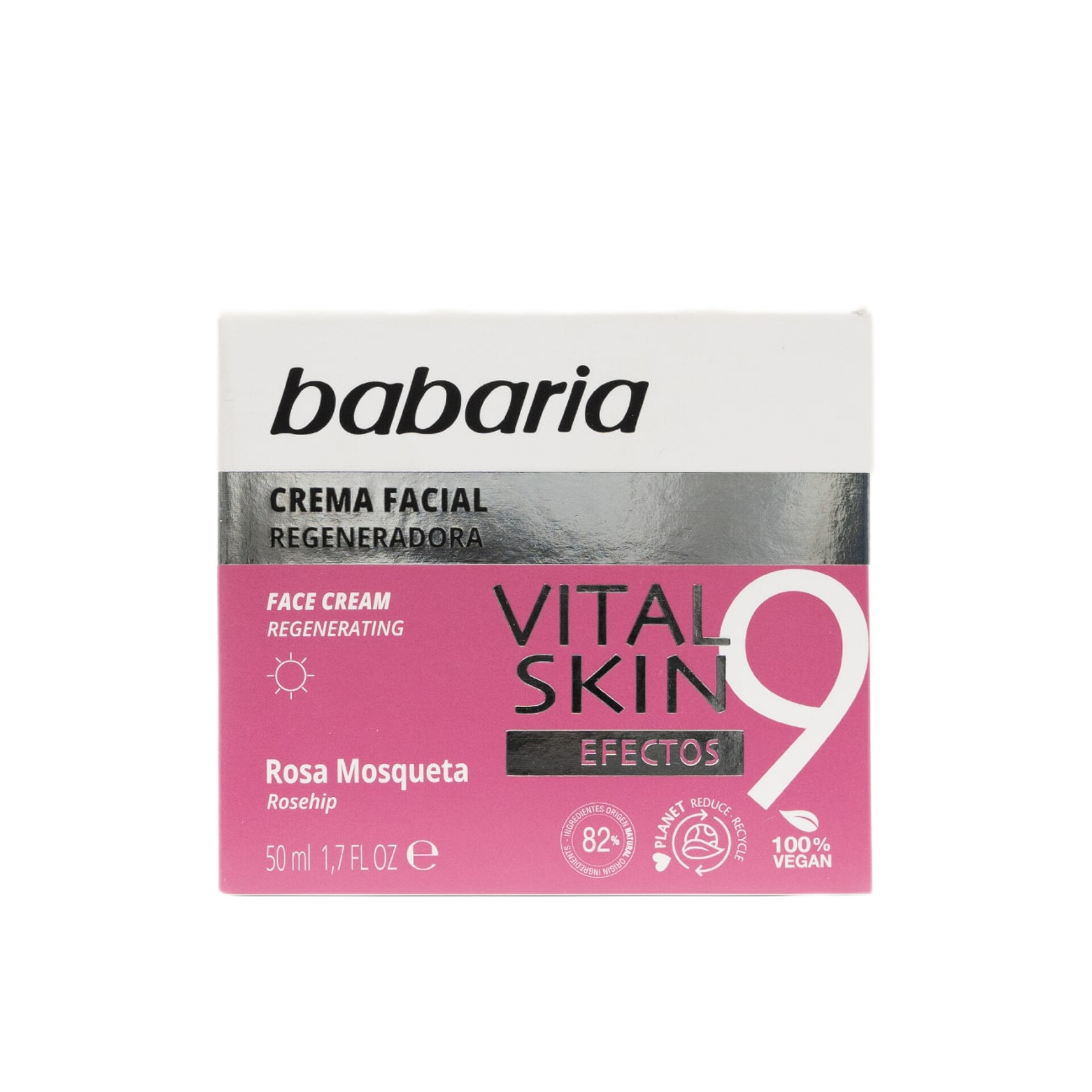 کرم بازسازی کننده صورت 9 کاره باباریا حجم 50 میل اورجینال Babaria Vital Skin 9 Effects Regenerating Face Cream Rosehip 5