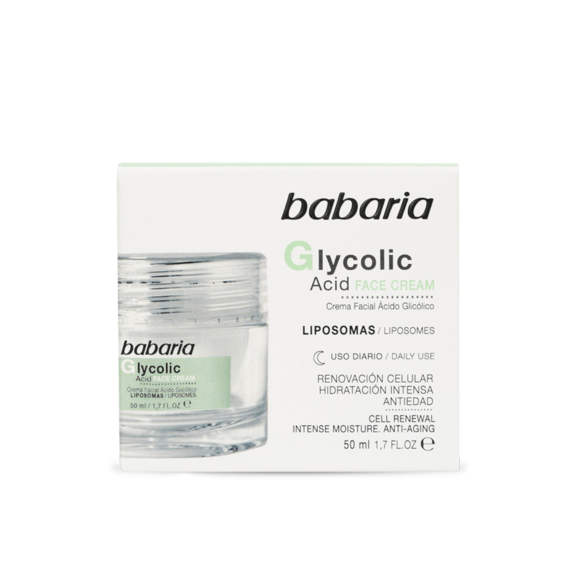 کرم ترمیم کننده و لایه بردار صورت باباریا حاوی گلیکولیک اسید حجم 50 میل اورجینال Babaria Glycolic Acid Face Cream 50ml