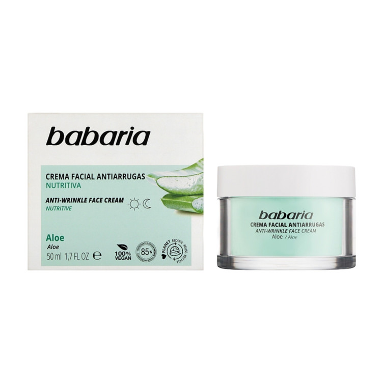 کرم ضد چروک صورت آلوئهورا باباریا حجم 50 میل اورجینال Babaria Aloe Anti-Wrinkle Face Cream 50ml