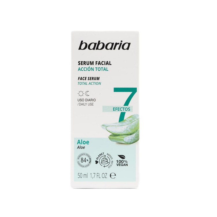 سرم هفت کاره صورت باباریا با عصاره آلوئهورا حجم 50 میل اورجینال Babaria 7 Effects Aloe Face Serum 50ml