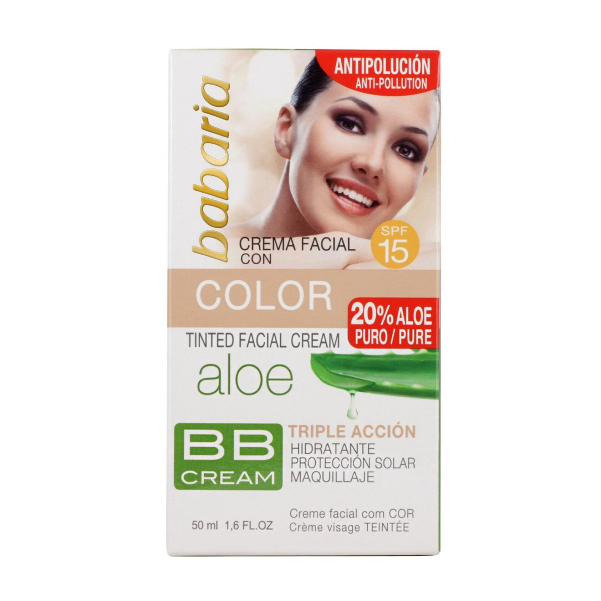 بی بی کرم سه کاره باباریا حاوی عصاره آلوئهورا حجم 50 میل اورجینال Babaria Aloe BB Cream SPF15 50ml