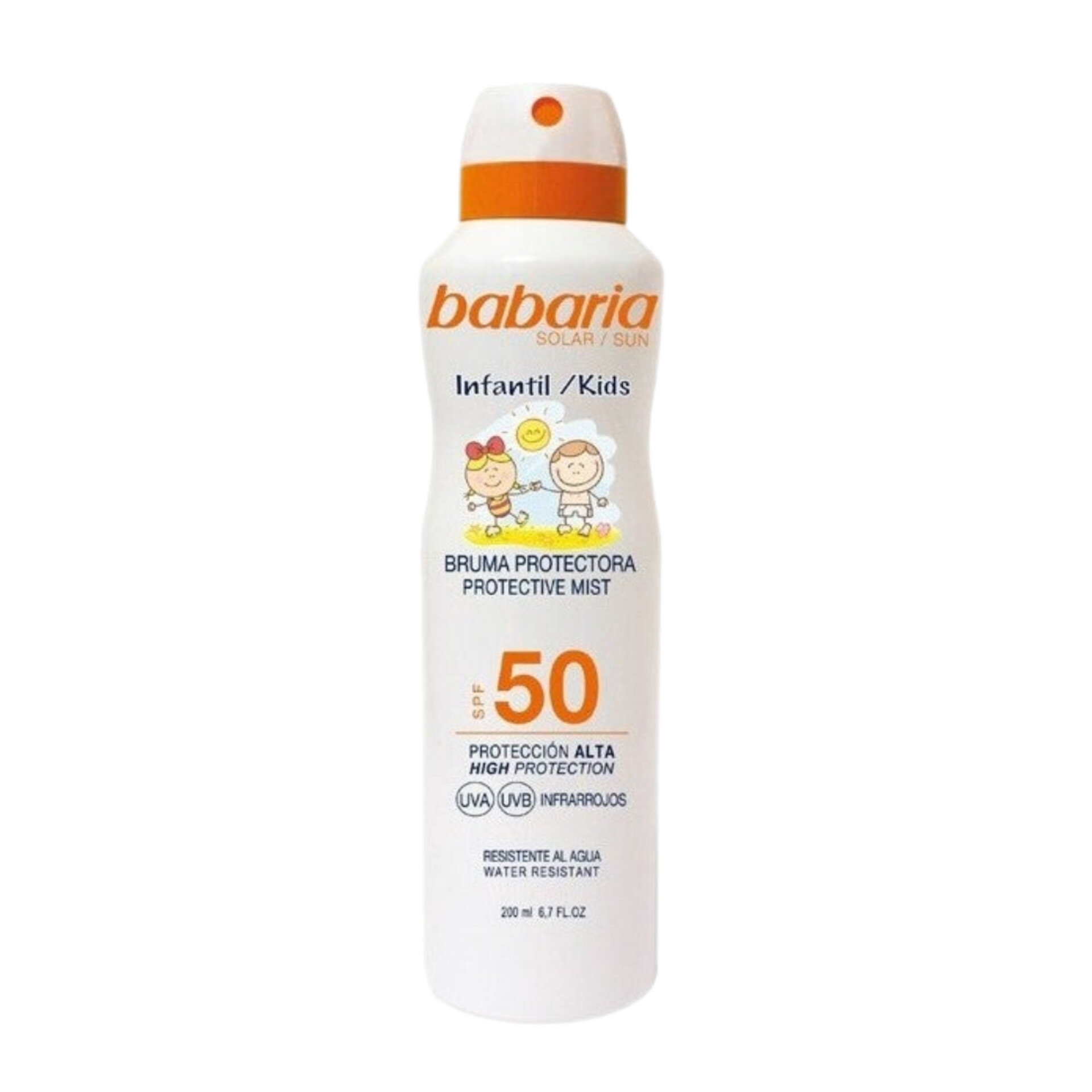 اسپری مهپاش ضدآفتاب کودک باباریا SPF50 حجم 200 میل اورجینال Babaria Kids Protective Mist SPF50 200ml محافظت بسیار بالا
