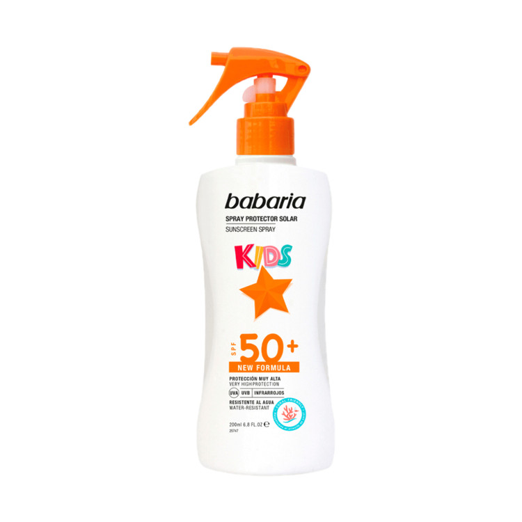 اسپری ضدآفتاب کودک باباریا SPF50+ حجم 200 میل اورجینال Babaria Kids Sunscreen Spray SPF50+ 200ml محافظت بسیار بالا برای