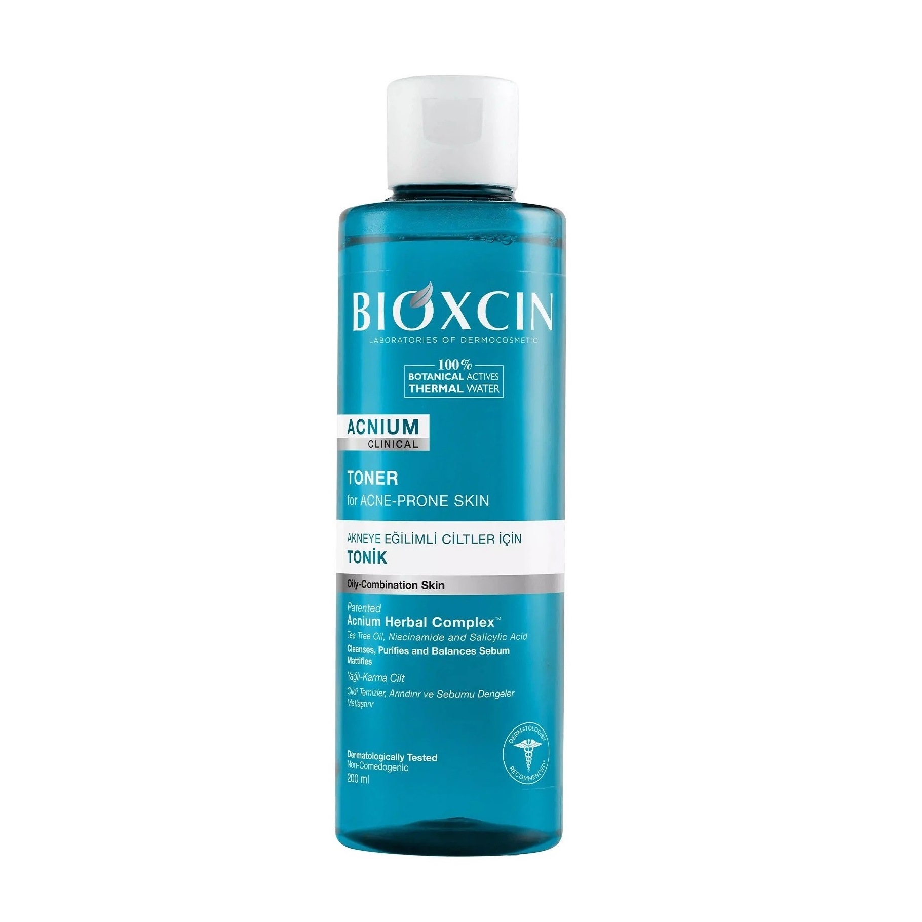 تونر ضد آکنه بیوکسین Acnium Clinical حجم 200 میل اورجینال کنترل چربی، کمک به کاهش جوش و التیام پوست، وگان و بدون پارابن