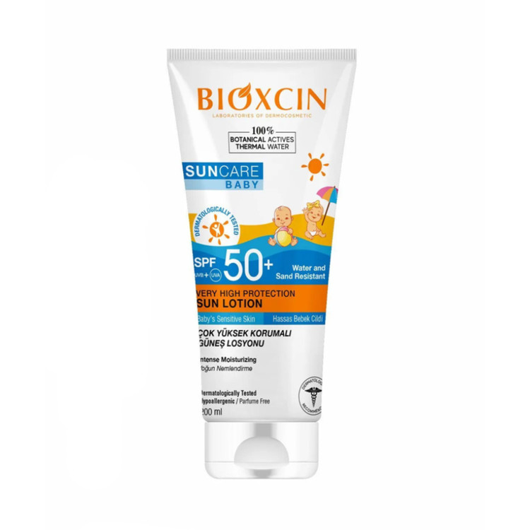 کرم ضد آفتاب مینرال نوزاد بیوکسین Suncare Baby SPF50+ حجم 100 میل اورجینال محافظت بسیار بالا برای پوست حساس نوزاد و کودک