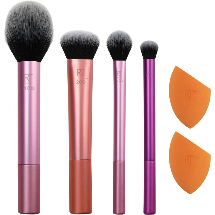 ست براش دو پد ریل تکنیک مدل Makeup Brush Set مجموعه 6 عددی برای آرایش کامل صورت و چشم