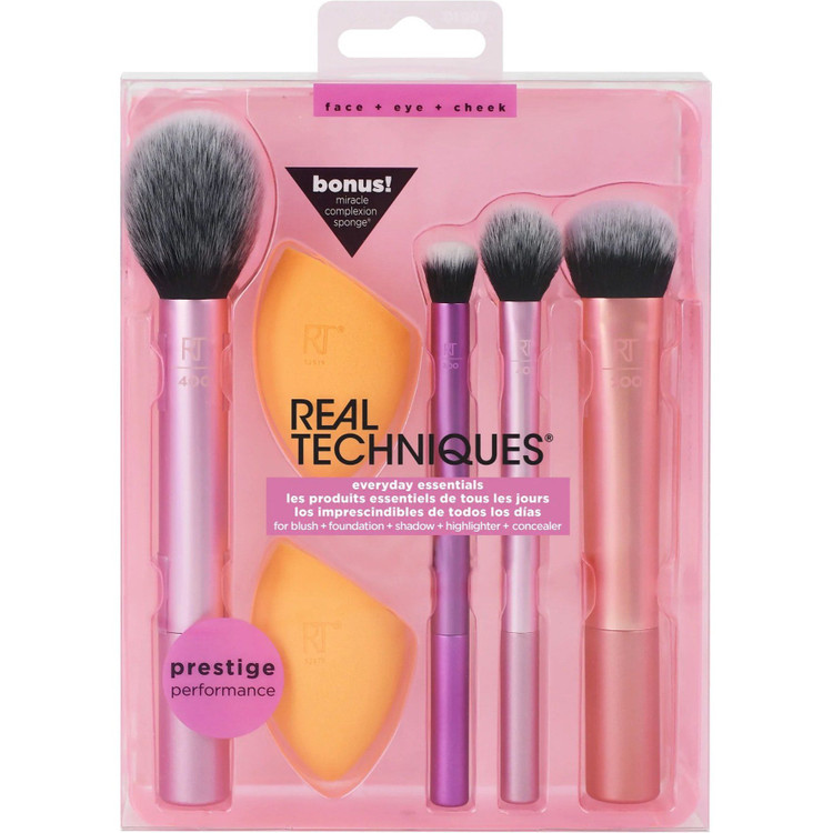 ست براش دو پد ریل تکنیک مدل Makeup Brush Set مجموعه 6 عددی برای آرایش کامل صورت و چشم
